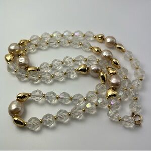 Vintage beaded faceted and pearl imitation necklace